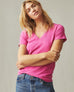 Women's Premium Slub V-Neck Tee - Bright Pink